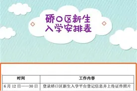 武汉硚口区小学新生6月12日起网上登记图片