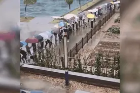 “伞伞”发光！暴雨里，他们撑起一座“桥”图片