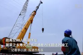 战高空80人高温作业 蔬菜之乡寿光行洪河道电力线路迁改竣工视频封面