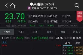 市值半天蒸发近百亿！芯片“乌龙”+大股东减持，中兴通讯股价坐上过山车图片