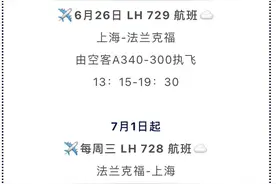 汉莎航空官宣：法兰克福-上海航班明日起复航图片