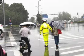 视频｜辅警大雨中牵手老人过马路，行人拍下“温情一幕”图片