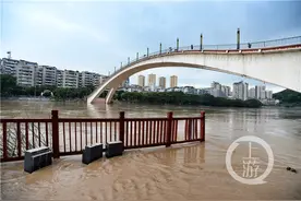 洪水再临！綦江河水上涨淹没彩虹桥下滨江步道图片