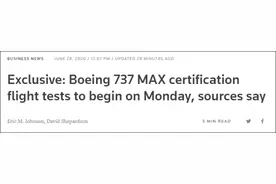 波音737 MAX周一开始认证测试 尚未决定是否复飞图片