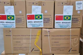 中国政府首批援巴西物资抵巴，双方线上交接图片