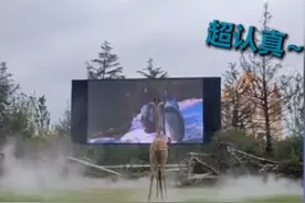 长颈鹿爱上看电视，凭身高抢C位！网友：往后站站，小心近视图片