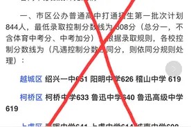 网传2020年绍兴市区普通高中招生录取分数公布？假的！图片