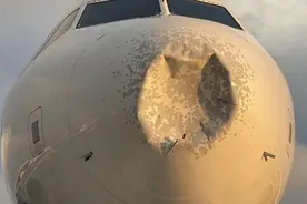 美国一架空客A319导航故障紧急改道降落 机鼻受到神秘破坏图片