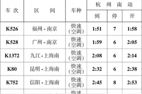 最新！杭州南站列车时刻表出炉图片
