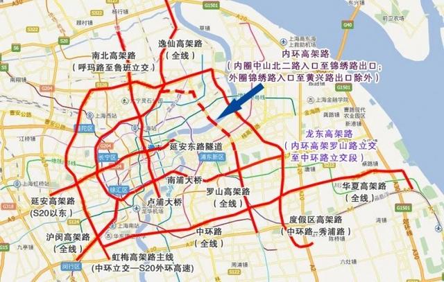 龙东高架属限行范围！上海最新外牌限行范围图示在此