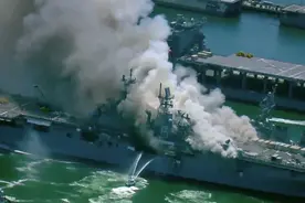 美海军：圣迭戈基地战舰起火原因正在调查，爆炸系由火灾引起图片