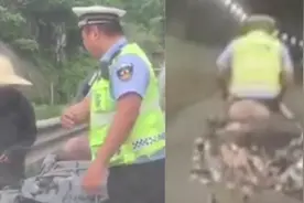 老人蹬三轮欲穿隧道 交警跟他换“座驾”：太危险，我来吧图片