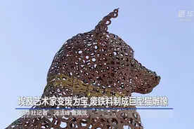 埃及艺术家变废为宝 废铁料制成巨型猫雕像视频封面