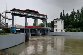 太湖流域防洪告急，浦东水闸纳潮泄洪图片