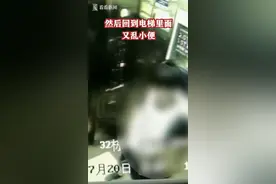 熊孩子电梯内小便还比“耶”物业：给一个机会图片