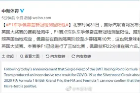 F1车手佩雷兹新冠检测呈阳性图片