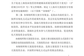 上海修订天使投资引导基金细则：对天使投资企业及其所投初创期企业标准均有所放宽图片