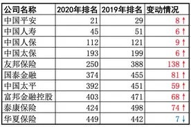 10家中国险企进财富500强新榜：9家排名上升，1家下降图片