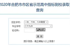 2020年合肥市市区省示范高中指标到校录取分数线查询图片