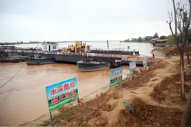 咋回事？黄河浮桥引路被挖断，路面上还种满了树图片