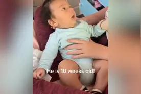 天赋异禀！10周大宝宝开口学说“i love you”图片