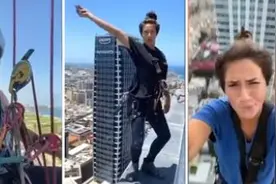 边擦玻璃边跳舞 以色列美女擦窗工变网红图片