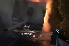 昨晚G15沈海高速一木材运输车起火图片