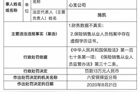新华人寿六安中支被罚13万：保险销售从业人员档案中存在虚假学历证书图片