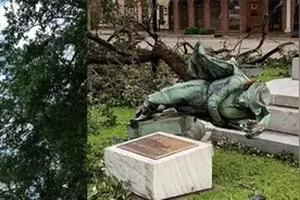 为拆这座邦联雕像吵了几个月，然后飓风来了……图片