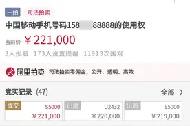 鄢陵法院拍卖88888手机靓号，22.1万元成交图片