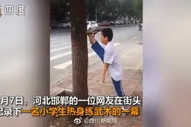 少侠好身手！小学生进校前空翻劈叉热身练武图片