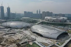 亚运会丨探访杭州奥体中心主体育馆、游泳馆建设工地图片