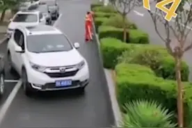 武汉男子4次倒车失败被环卫大姐一盘到位，网友：一看就是老司机图片