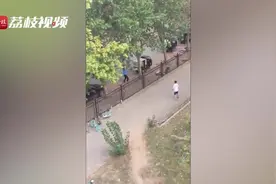 外卖小哥与封校学生隔围栏打羽毛球 网友：现在的外卖小哥不好当图片