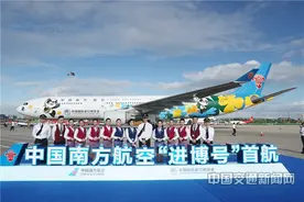 南航“进博号”彩绘飞机首航图片