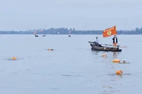 百人横渡淀山湖，劈波斩浪迎国庆图片