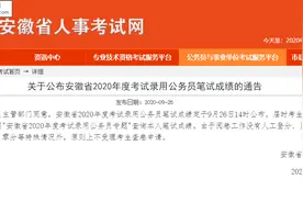 安徽省考笔试成绩公布！考生可登录安徽省人事考试网查询图片