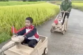 爷爷亲手做的“礼炮车”，隔壁小孩羡慕哭了图片