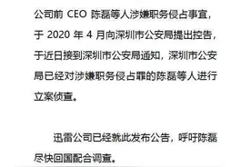 迅雷控告前CEO涉嫌职务侵占，呼吁其回国，知情人士曝光更多细节图片