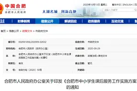 严禁借机集体补课！合肥市中小学生课后服务工作实施方案出台图片