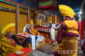 博学多识、智慧具足、哲理深含，十一世班禅参加扎寺高级辩经图片