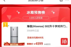 京东“双十一”冰箱预售榜：海信独揽前三图片