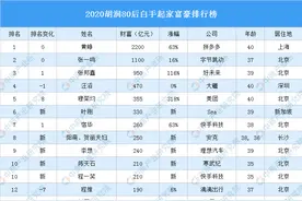 2020胡润80后白手起家富豪排行榜图片