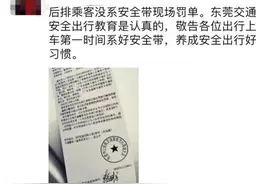 刚刚有人被罚200元！后排不系安全带，东莞正严查图片