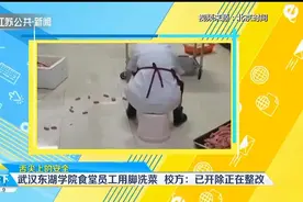 气愤！武汉东湖学院食堂员工用脚洗菜，校方：已开除正在整改视频封面