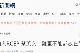 蔡英文用"鸡蛋不能都放同一篮子"掩盖RCEP无台湾的尴尬，岛内网友：问题是每个篮子都没你图片