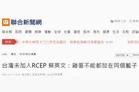 蔡英文用"鸡蛋不能都放同一篮子"掩盖RCEP无台湾的尴尬，岛内网友：问题是每个篮子都没你图片
