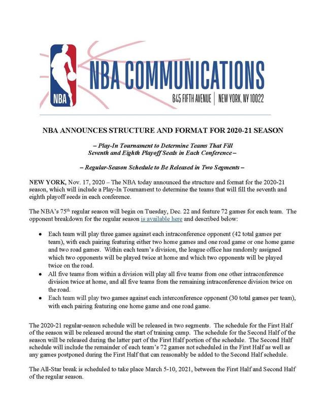 怎么晋级季后赛（NBA新赛季赛制公布）