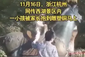 阻止游客的孩子骑雕塑，杭州西湖保安遭辱骂“像狗一样”图片