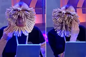 男子脸上夹161个木夹子 打破世界纪录图片